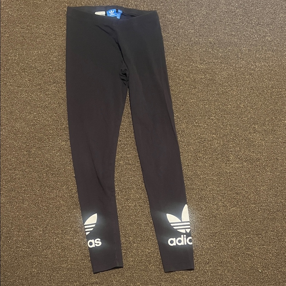 adidas Black Leggings with White Trefoil Logos